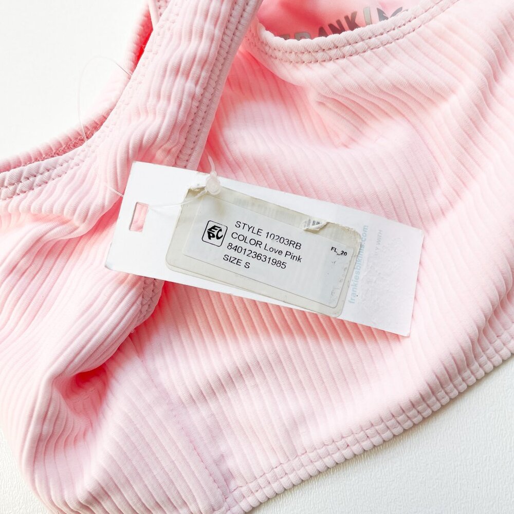 Frankies Bikinis Connor Ribbed Scoop Bikini Top Love Pink Size Small NEW NWT - Picture 5 of 7